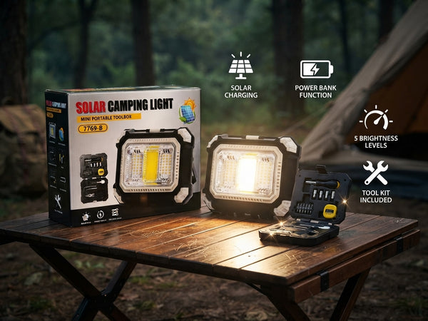 Solar Camping Light with Toolbox