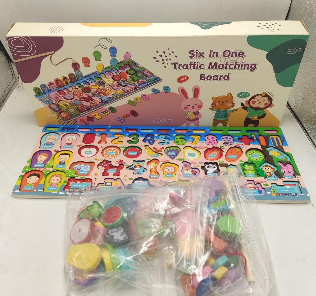 KidzLearn 6-in-1 Traffic Matching and Counting Board Multi-Color
