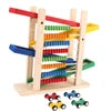 Wooden Abacus and Car Slide Learning Toy Multicolored